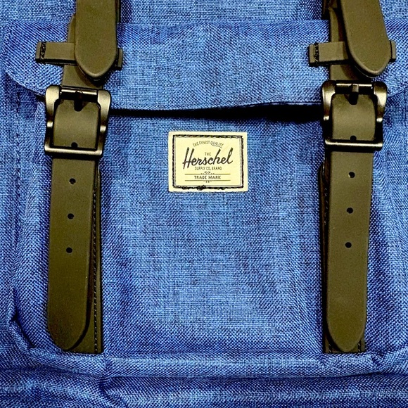 NWOT Herschel Little America™ Backpack | Mid-Volume-21L.Blue with black straps. - Picture 2 of 8